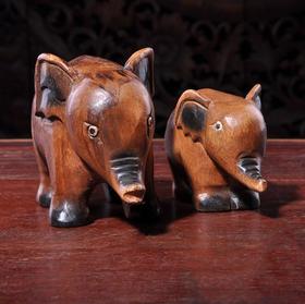 泰国进口大象摆件家居办公室纳财木质摆件手工木雕小象摆件