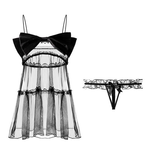 霏慕惊喜礼物蝴蝶结透纱睡裙7791 商品图5