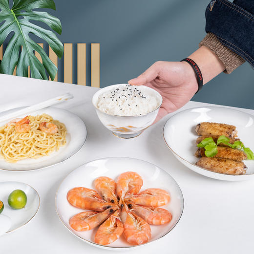 Debo德铂金山银山高档山水画正骨陶瓷餐具家用碗筷46头 商品图2