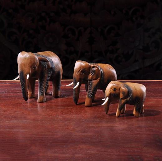 泰式大象摆件家居办公室纳财木质摆件手工木雕小象摆件 商品图0