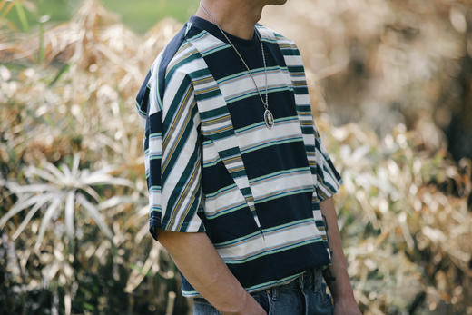 125412387 条纹拼接T恤 商品图1