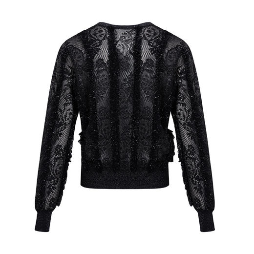 VIMAGE纬漫纪夏季新款气质压褶蕾丝镂空长袖显瘦开衫V1501102针织衫 商品图6