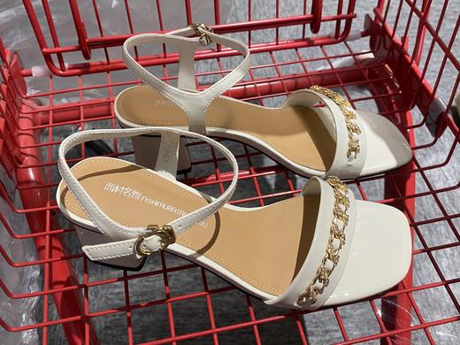 西村名物2021夏季新款链条粗跟休闲凉鞋X21BG24321 商品图2