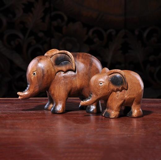 泰国进口大象摆件家居办公室纳财木质摆件手工木雕小象摆件 商品图1