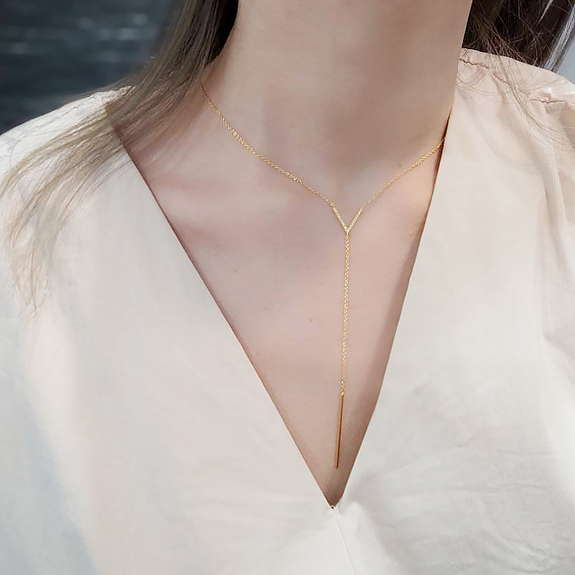 北京仓｜TASHI-Zircon-V Bar 项链［加拿大设计师］