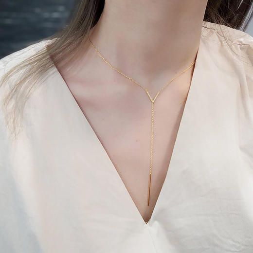 北京仓｜TASHI-Zircon-V Bar 项链［加拿大设计师］ 商品图0