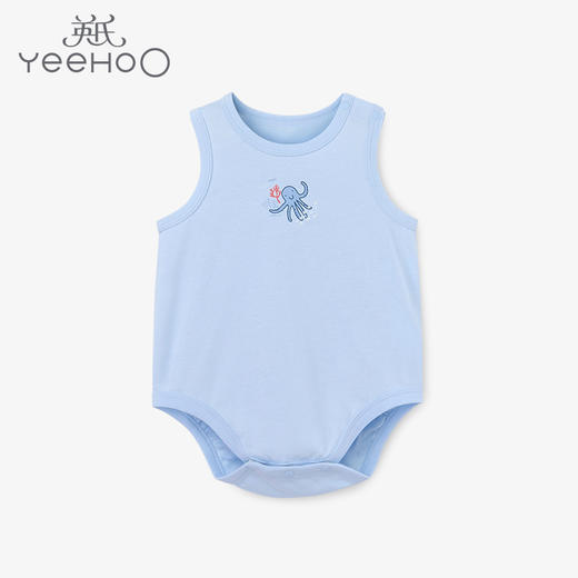 英氏男宝宝纯棉家居20夏季三角哈衣连体背心裆哈YZJMJ20007A01 商品图0