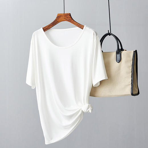 【米奈诗】2021夏季冰感铜氨丝懒人T恤5色可选 商品图4