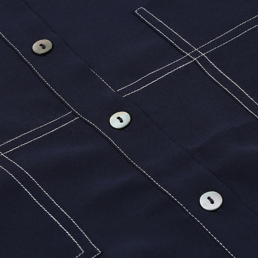 METTE2021年夏季新品女士超薄衬衫时尚方领长袖直筒宽松衬衣 商品图4