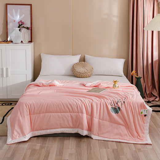 【艾草驱蚊夏凉被】艾草纤维夏凉被 纯色被子烫花款亲肤棉空调被 可机洗 商品图1