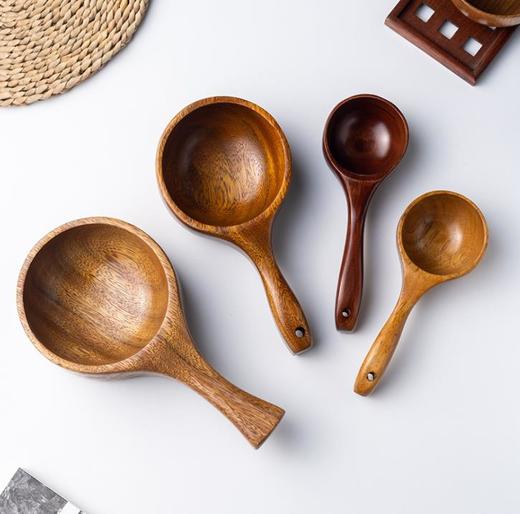 【餐碗】日式柯木长柄大号木勺子水舀网红吃播水瓢碗沙拉碗掏米舀 商品图0