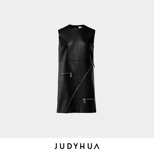 JUDYHUA  小羊皮拉链装饰连衣裙 商品图3