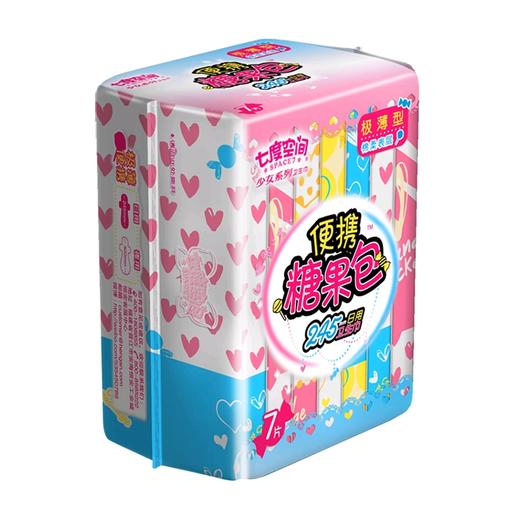 【9.9元2包】七度空间特薄糖果包卫生巾245mm*7片（1003148） 商品图1
