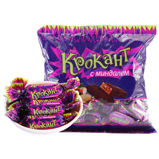 俄罗斯KDV碎杏仁巧克力夹心紫皮糖500g 商品图0