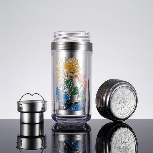 子佩集S999银小彩银杯摆件【DLBJB009】纯银内胆-秋菊泡茶杯2106 商品图0