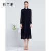 EITIE爱特爱新款气质翻领压褶收腰网纱长袖显瘦衬衫连衣裙6307016 商品缩略图0