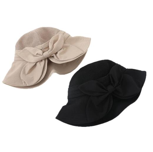 【服饰鞋包】*夏季沙滩拼接布蝴蝶结防晒渔夫帽透气遮阳 商品图2