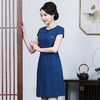上海旗袍厂JC-JY5059连衣裙夏季短袖新款时尚气质圆领棉麻绣花裙 商品缩略图1
