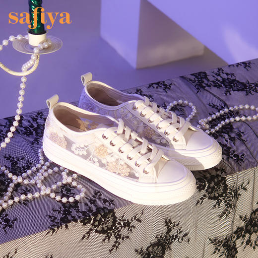 Safiya索菲娅丝绸之路刺绣板鞋2022款网纱透气休闲鞋SF23112107 商品图1