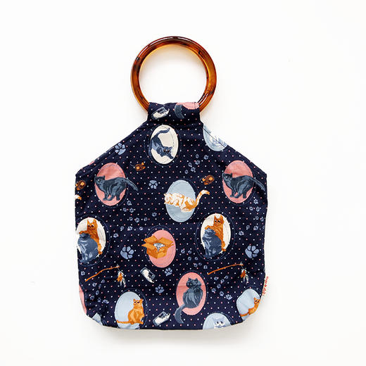 HUGOJIRO圆环柄手提包插画波点猫咪 商品图2