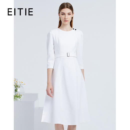 EITIE爱特爱新款束腰七分袖优雅显瘦连衣裙6307036 商品图0