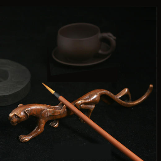 黄铜精制【走虎笔架】，文房美物，虎虎生威 商品图0