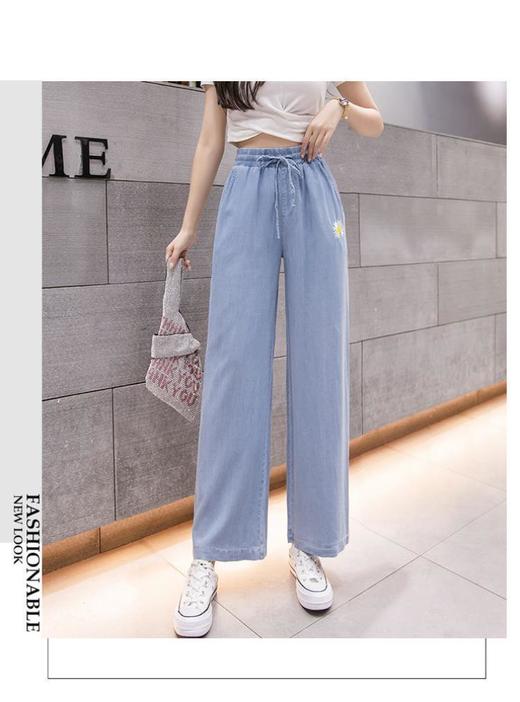 【2021新款热门推荐~ 夏季个性！天丝牛仔阔腿裤女！！】夏季新款高腰显瘦薄款宽 穿出大长腿 松垂感冰丝直筒裤女 商品图3