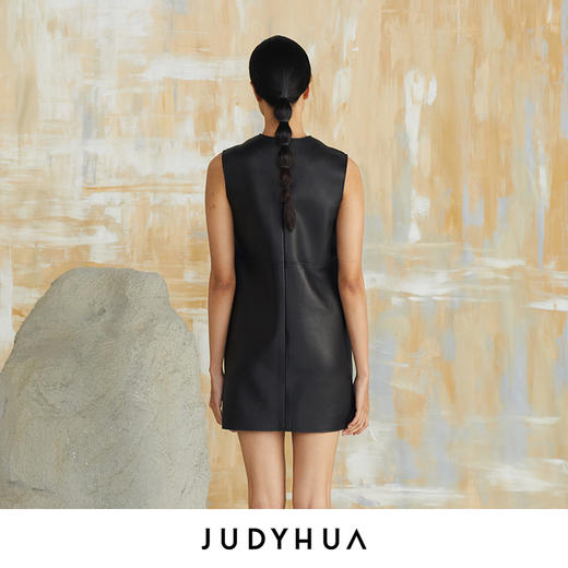 JUDYHUA  小羊皮拉链装饰连衣裙 商品图2