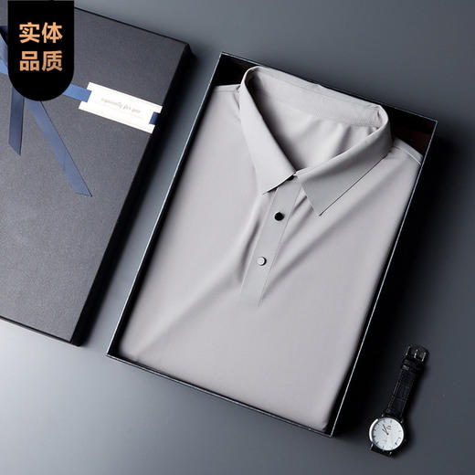 【服饰鞋包】夏季高端男装商务休闲无痕冰丝短袖t恤polo衫体恤男士上衣 商品图1