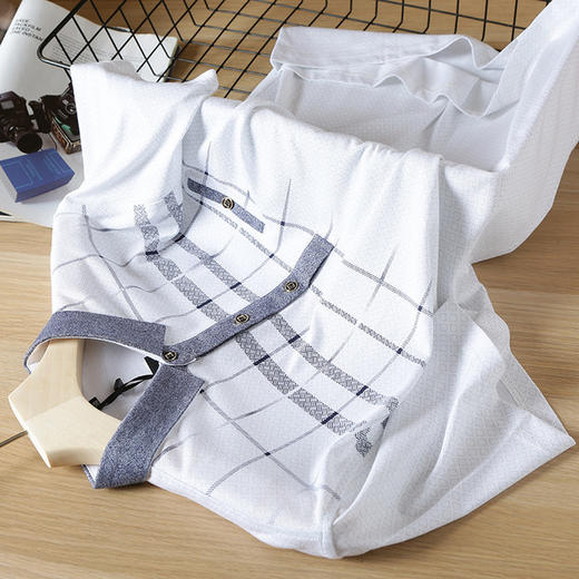 【服饰鞋包】POLO衫男夏季薄款格纹垂感T恤男中青年商务男装XT706 商品图0