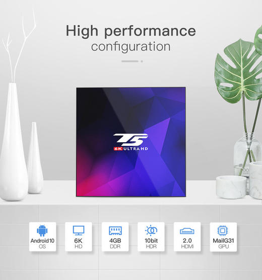 【家用电器】机顶盒T5 Android10全志H616 2GB 4GB 32GB 64GB机顶盒双频WiFi蓝牙 商品图1