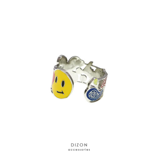 MADE BY DIZON 潮流元素戒指 情侣雏菊花朵戒指 骰子爱心荆棘笑脸 商品图2