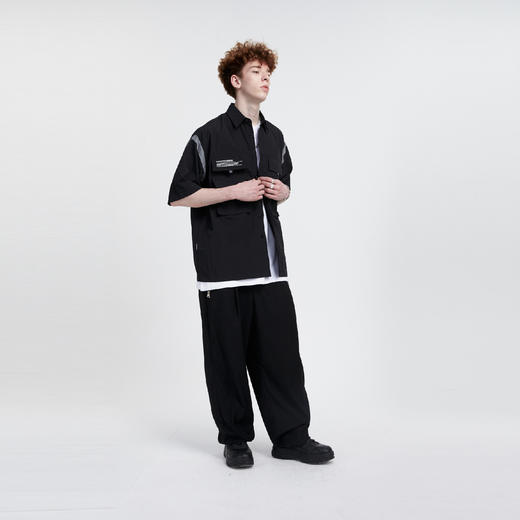 FPA(VENGETICE)反光条口袋短袖衬衫 街头工装男女国潮牌半袖衬衣 商品图3