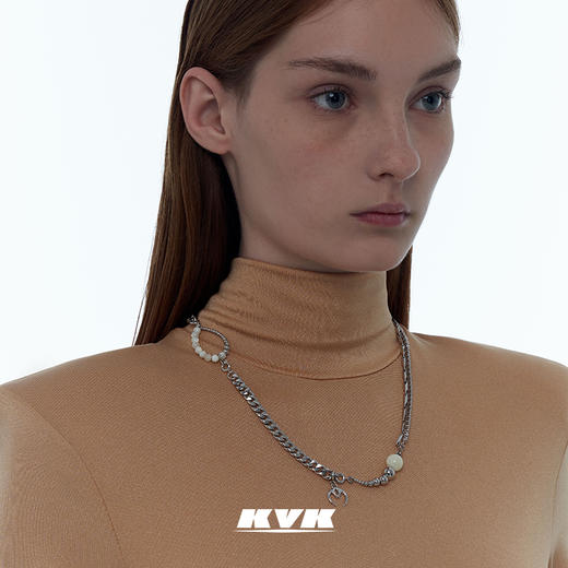 KVK2021新款白玉拼接可拆卸宝石组合项链女生配饰原创设计礼物 商品图1