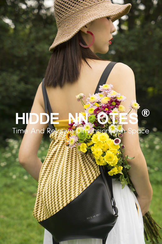 〖HIDDENNOTES〗原创抽绳包 ins阳光元气鹅黄编织单/双肩托特包 商品图1