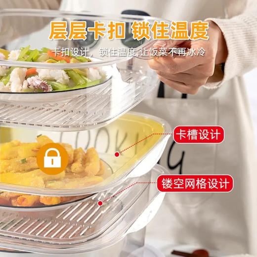 AWSY-GL0021新款家用温度显示饭菜收纳多层透明防尘保温菜罩 商品图3
