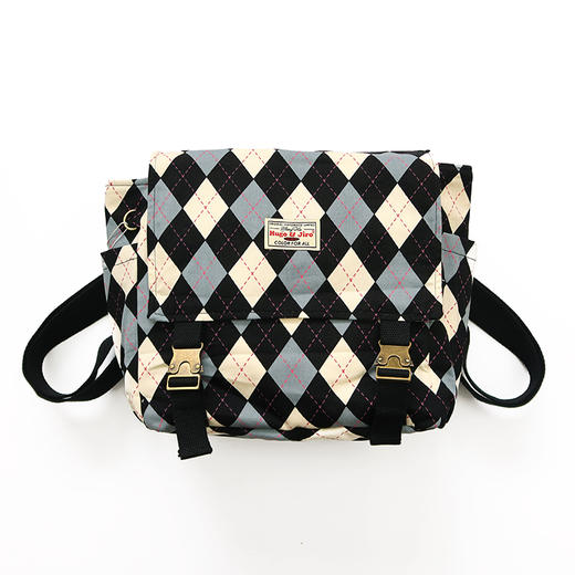 HUJI祤集Carton小盒子双肩包插画英伦菱形格纹 商品图2