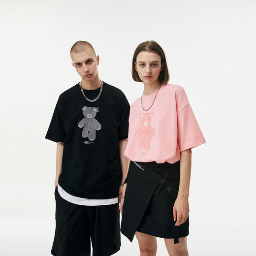 FPA(VENGETICE)反光小熊印花短袖T恤 国潮牌夏季情侣装宽松半袖男 商品图3