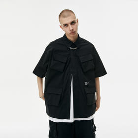 FPA(VENGETICE) 多口袋门襟拉链透气短袖衬衫 国潮立领休闲工装男