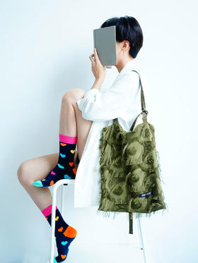 〖HIDDE NN OTES〗原创单肩包 斜挎两用流苏羽毛购物袋轻薄环保袋