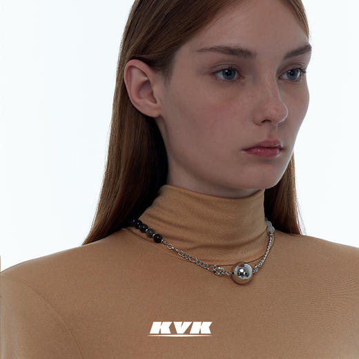 KVK黑白玛瑙拼接项链2021年新款轻奢小众设计感气质简约拼接项链 商品图2