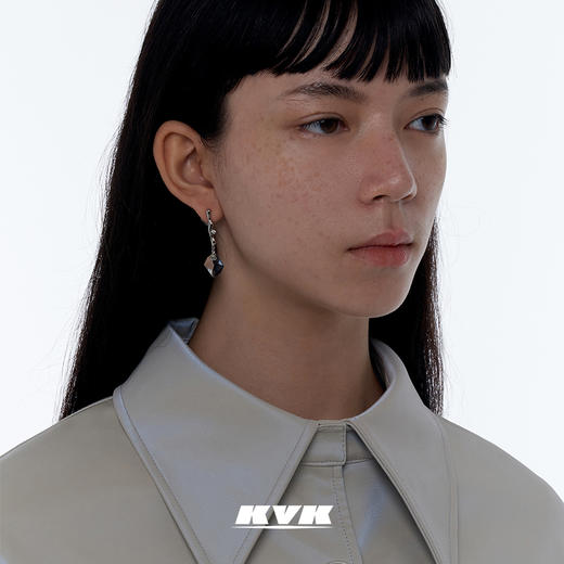 KVK耳环2021年新款潮高级感不对称耳坠女气质长款耳钉女水晶耳饰 商品图2