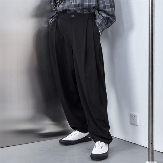 PCLP(PERCLIPS) 打褶垂感西裤 立体剪裁褶皱灯笼裤型宽松西装裤 商品图3