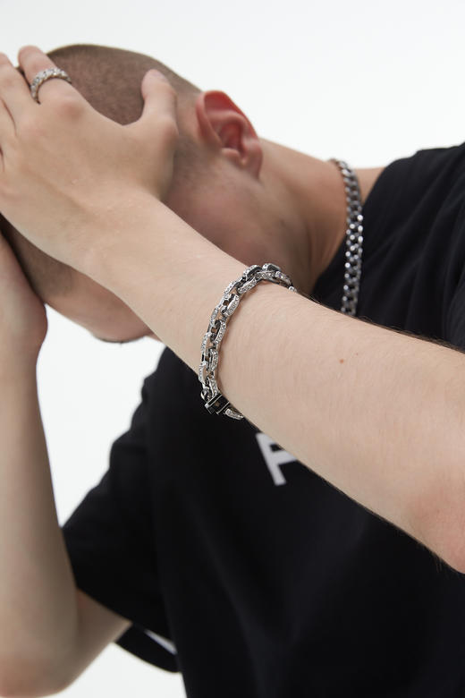 FPA(VENGETICE) O形侧边镶 满钻古巴手链 嘻哈街头国潮钛钢手饰品 商品图3