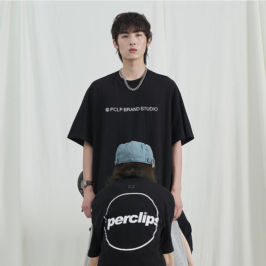 PCLP(PERCLIPS) 纯棉短袖男夏季国潮牌2021新款宽松情侣装半袖t恤 商品图2