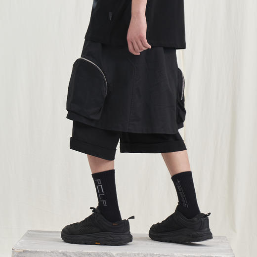 PCLP(PERCLIPS) 解构可拆卸拉链休闲短裤男国潮牌潮流宽松五分裤 商品图3