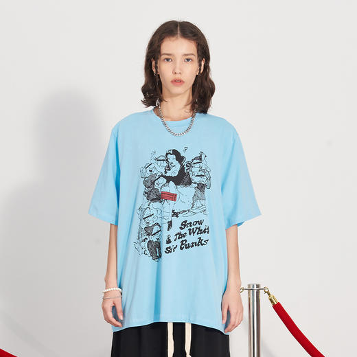 PCLP(PERCLIPS) 白雪公主潮流印花短袖男国潮牌纯棉宽松半袖t恤男 商品图1