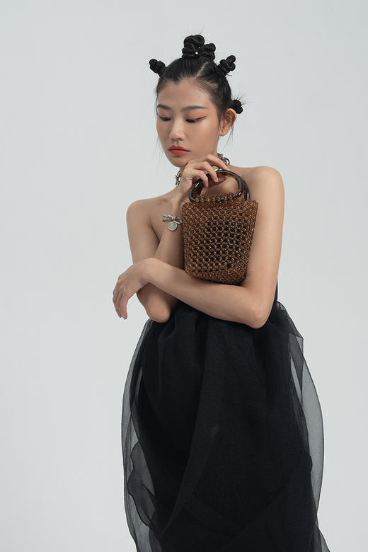 〖HIDDENNOTES〗 法式vintage玳瑁色复古串珠 春夏水桶包小包 商品图2