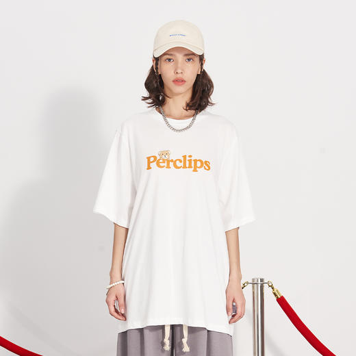PCLP(PERCLIPS) 小熊LOGO潮流印花短袖男国潮牌纯棉宽松半袖t恤男 商品图1