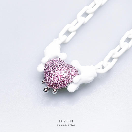 Madebydizon 潮流博主小熊 联名款 满钻粉红米奇爱心项链小众情侣 商品图3